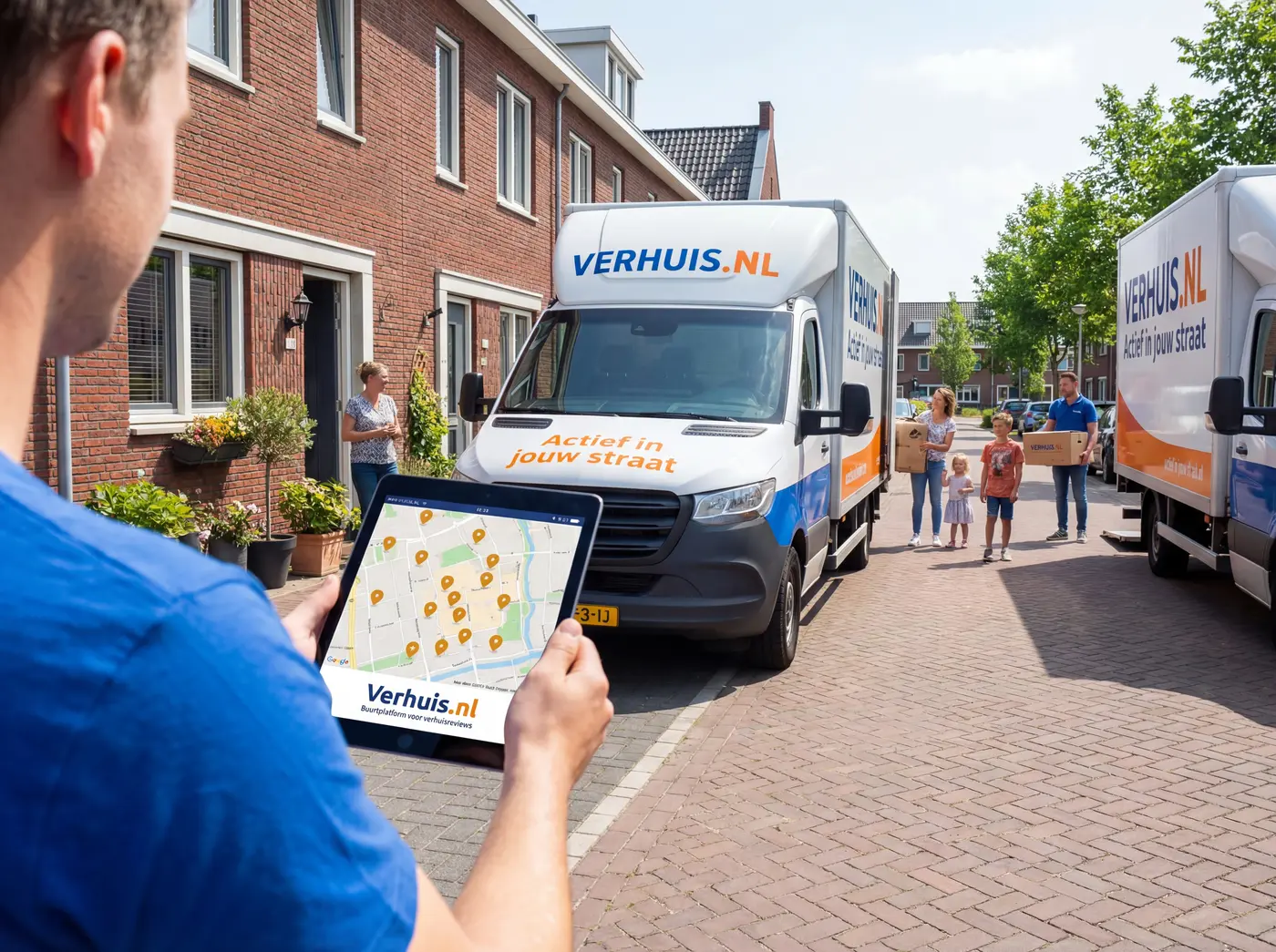 Verhuiswagen in Nederlandse straat
